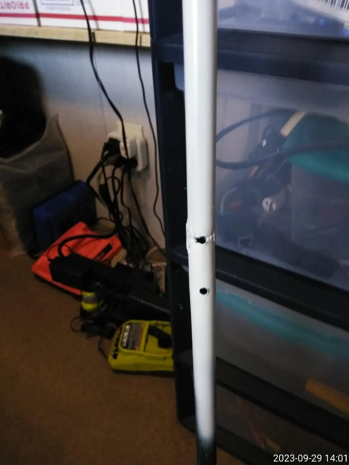 Customer photo of MIG welder setup in home workshop with welding equipment