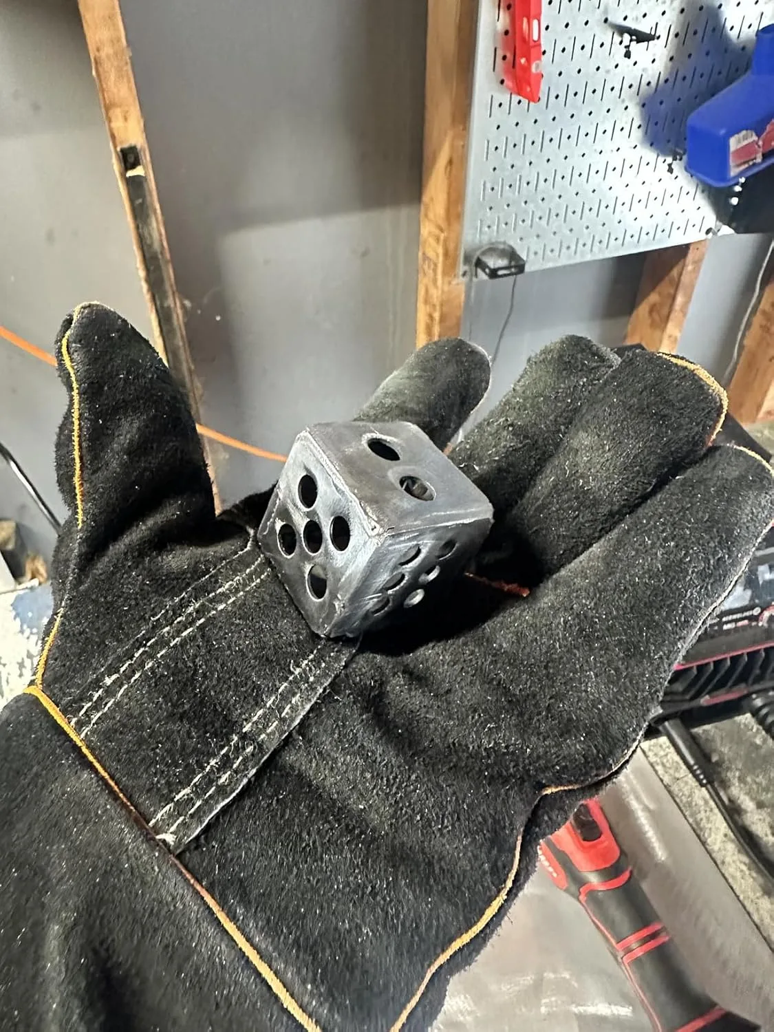 Customer photo of clean, consistent weld beads on metal showing improved technique